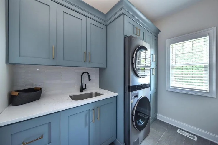 Modern Blue Mudroom & Laundry Suite Transformation