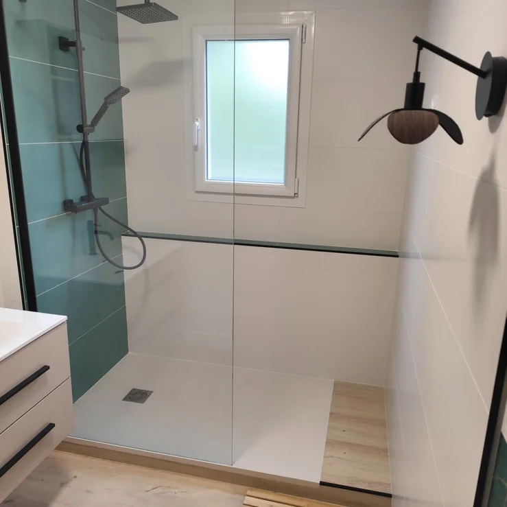 Contemporary Bathroom Renovation with Green Accent Tiles