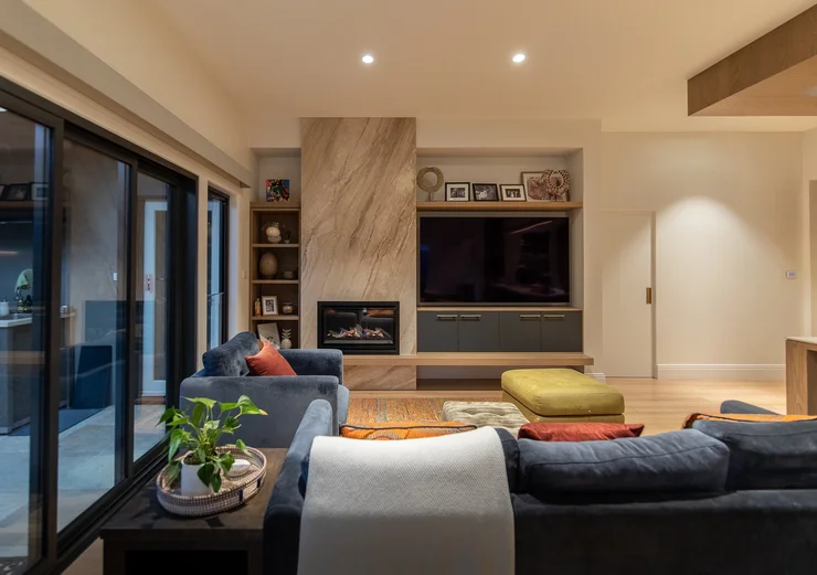 Warm Contemporary Kitchen & Living Space Renovation